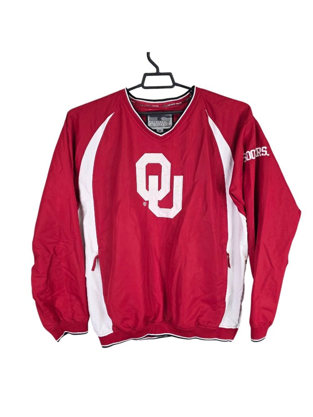 Mens Oklahoma Sooners Colosseum Red & White Pullover Windbreaker Jacket Size XL